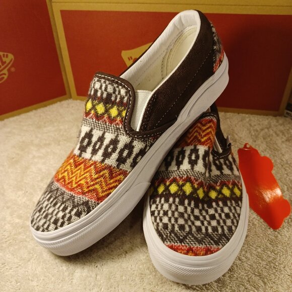 Vans Men's 5/Women's 6.5 Slip On Fair Isle Brown Woven Textile VN0A5JMHBF0 - Picture 3 of 12